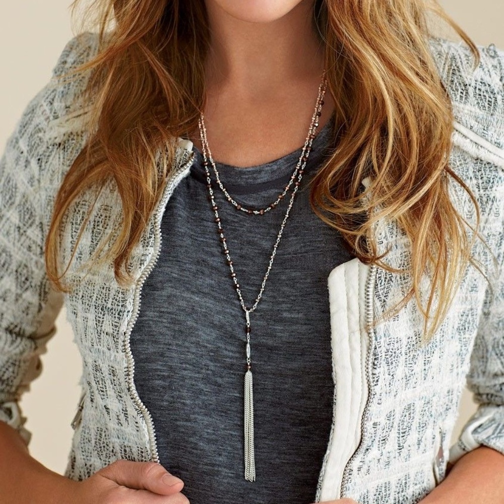 Stella & Dot Silver Gitane Tassel Necklace